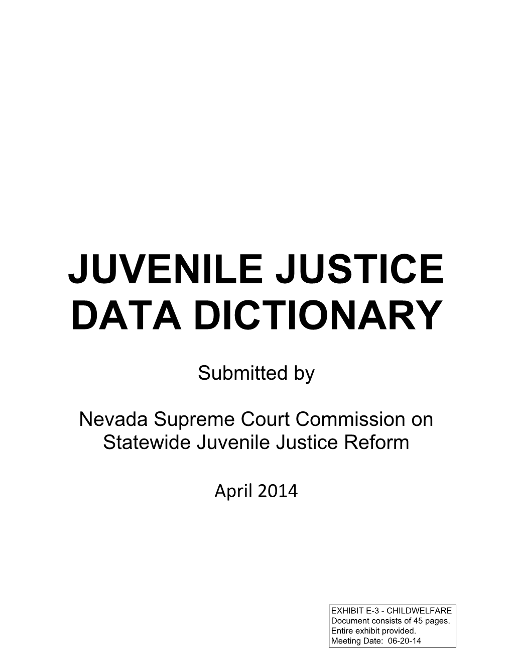 Juvenile Justice Data Dictionary