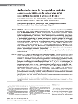 Evaluation of Portal Blood Flow in Schistosomal Patients: a Comparative Study Between Magnetic Resonance Imaging and Doppler Ultrasonography