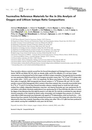 Tourmaline Reference Materials for the in Situ Analysis of Oxygen and Lithium Isotope Ratio Compositions