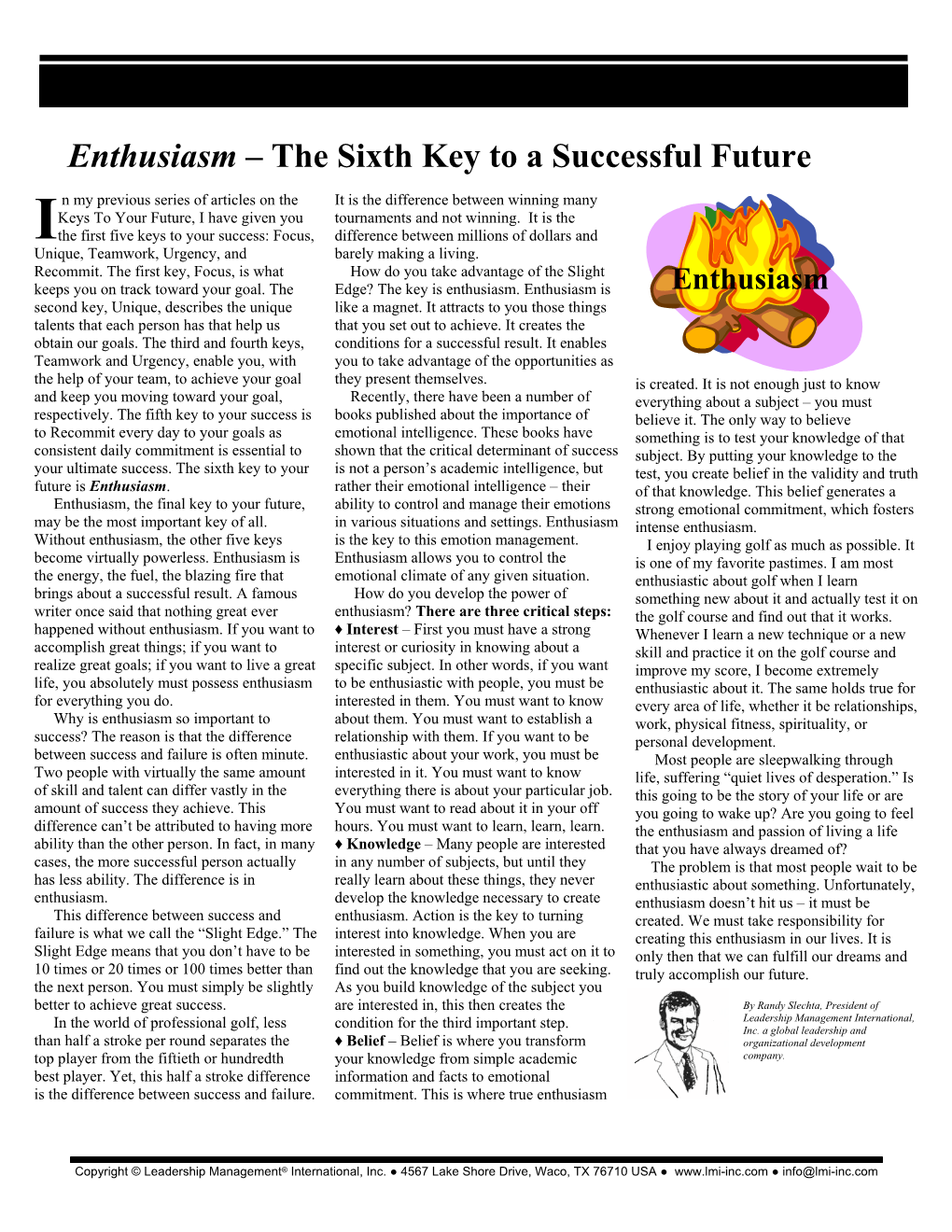 Enthusiasm – the Sixth Key to a Successful Future