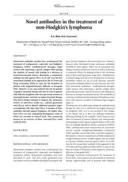 Novel Antibodies in the Treatment of Non-Hodgkin's Lymphoma