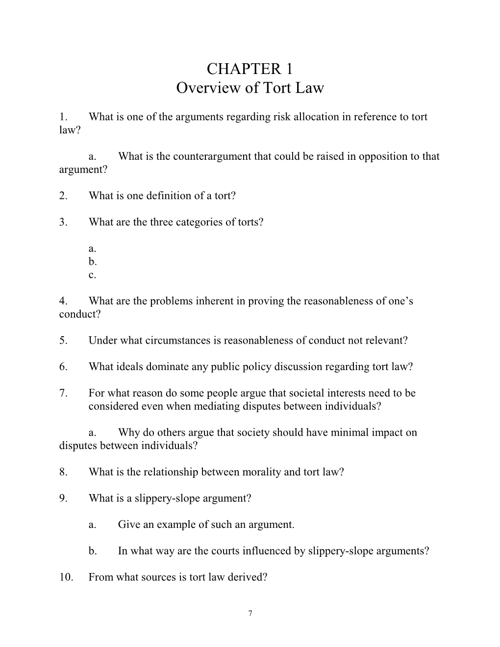 CHAPTER 1 Overview of Tort Law
