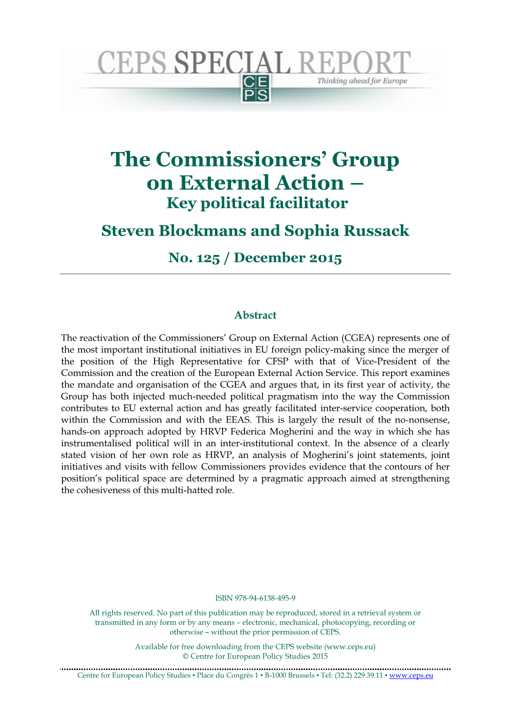 The Commissioners' Group on External Action –