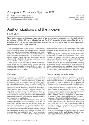 Author Citations and the Indexer