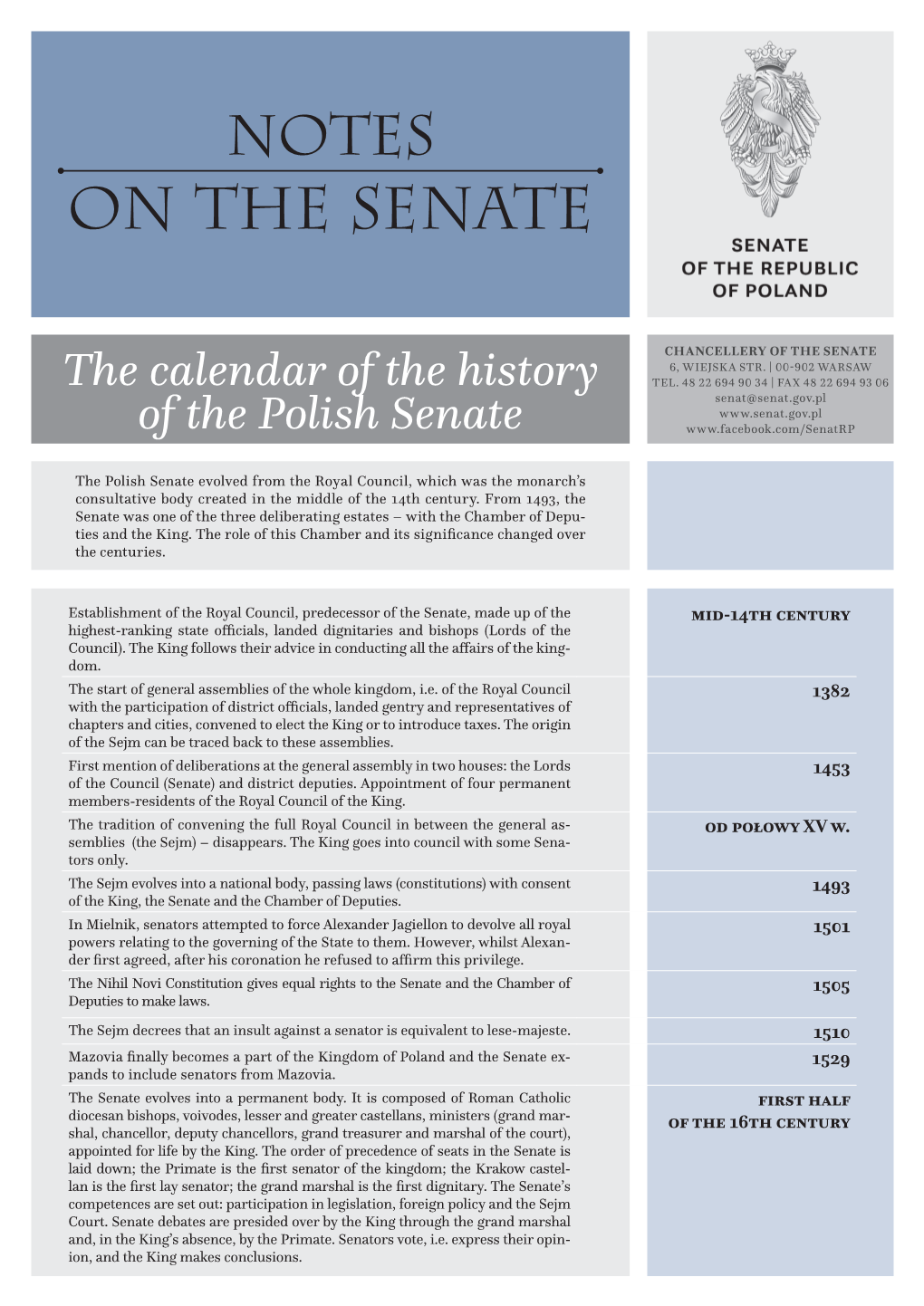 The Calendar of the History of the Polish Senate