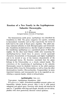 Erection of a New Family in the Lepidopterous Suborder Dacnonypha