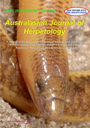 Australasian Journal of Herpetology Australasian Journal of Herpetology