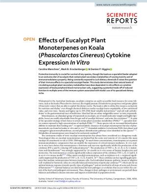 Effects of Eucalypt Plant Monoterpenes on Koala