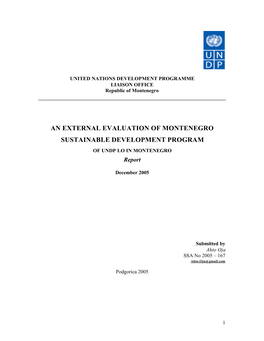OF UNDP LO in MONTENEGRO Report