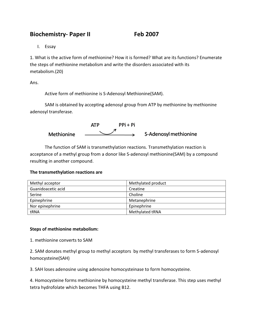 Biochemistry Key Answers