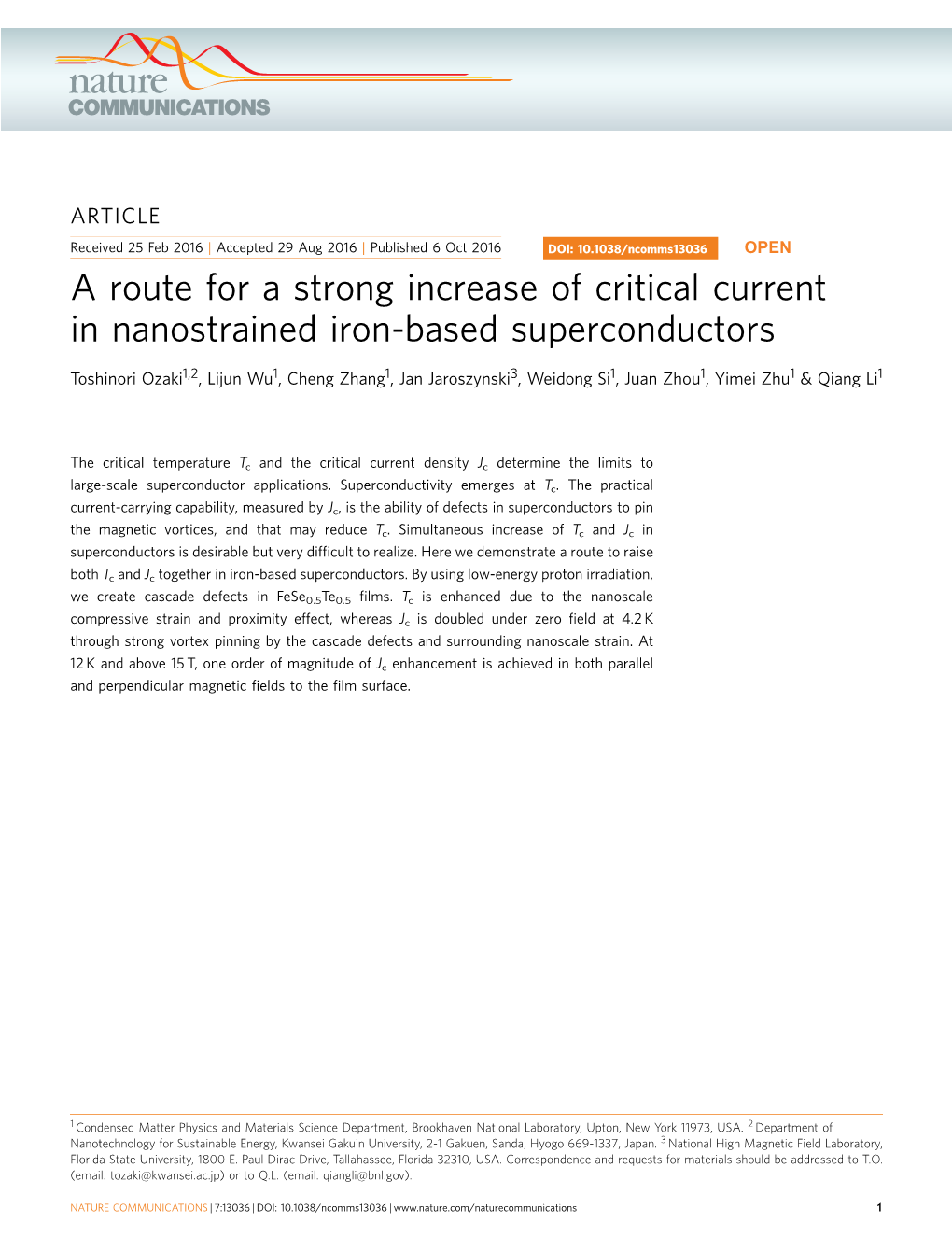A Route for a Strong Increase of Critical Current in Nanostrained Iron-Based Superconductors