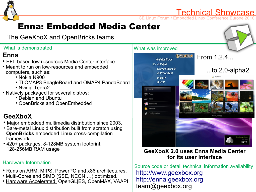 Embedded Media Center the Geexbox and Openbricks Teams