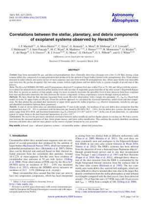 Correlations Between the Stellar, Planetary, and Debris Components of Exoplanet Systems Observed by Herschel⋆