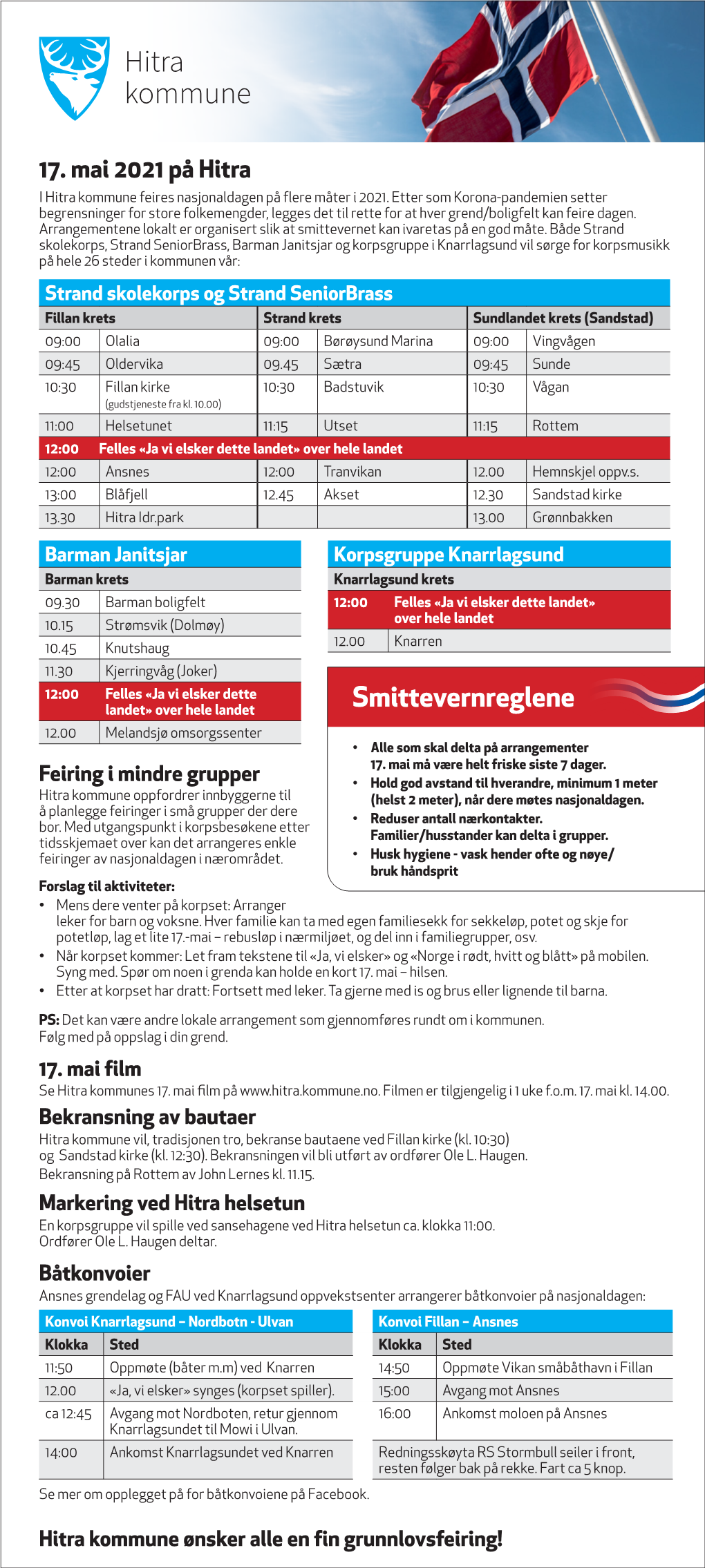 17. Mai 2021 På Hitra I Hitra Kommune Feires Nasjonaldagen På Flere Måter I 2021