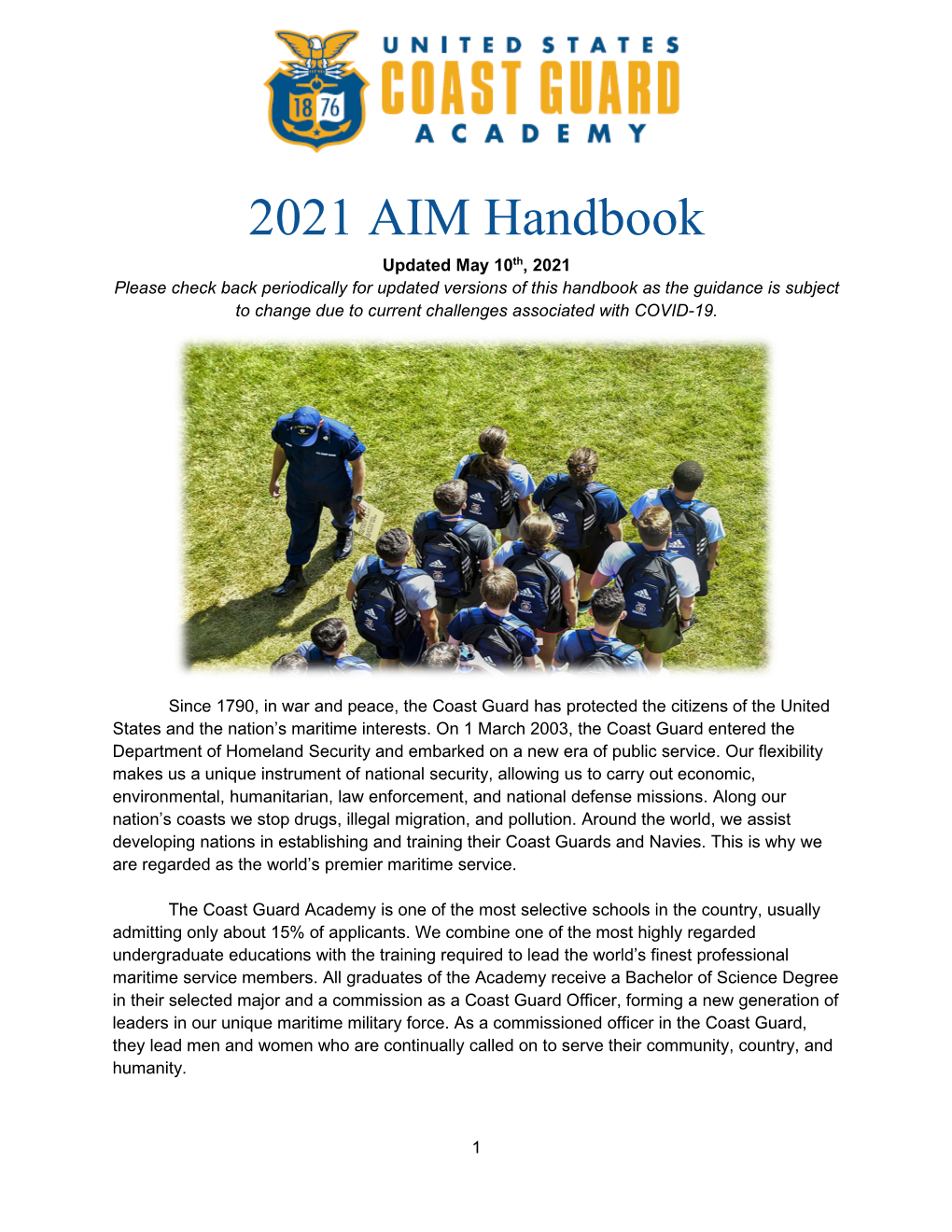AIM Handbook 2021 ● Copies of All Forms and Required Submission Items in This Packet ● Two Pairs of Glasses, Or Contact Lenses, If You Wear Them