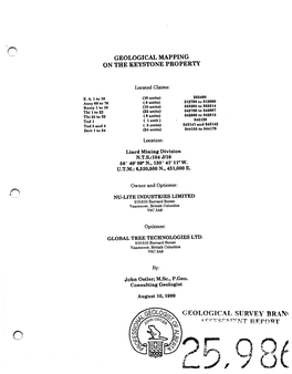 Geological Mapping on the Keystone Property