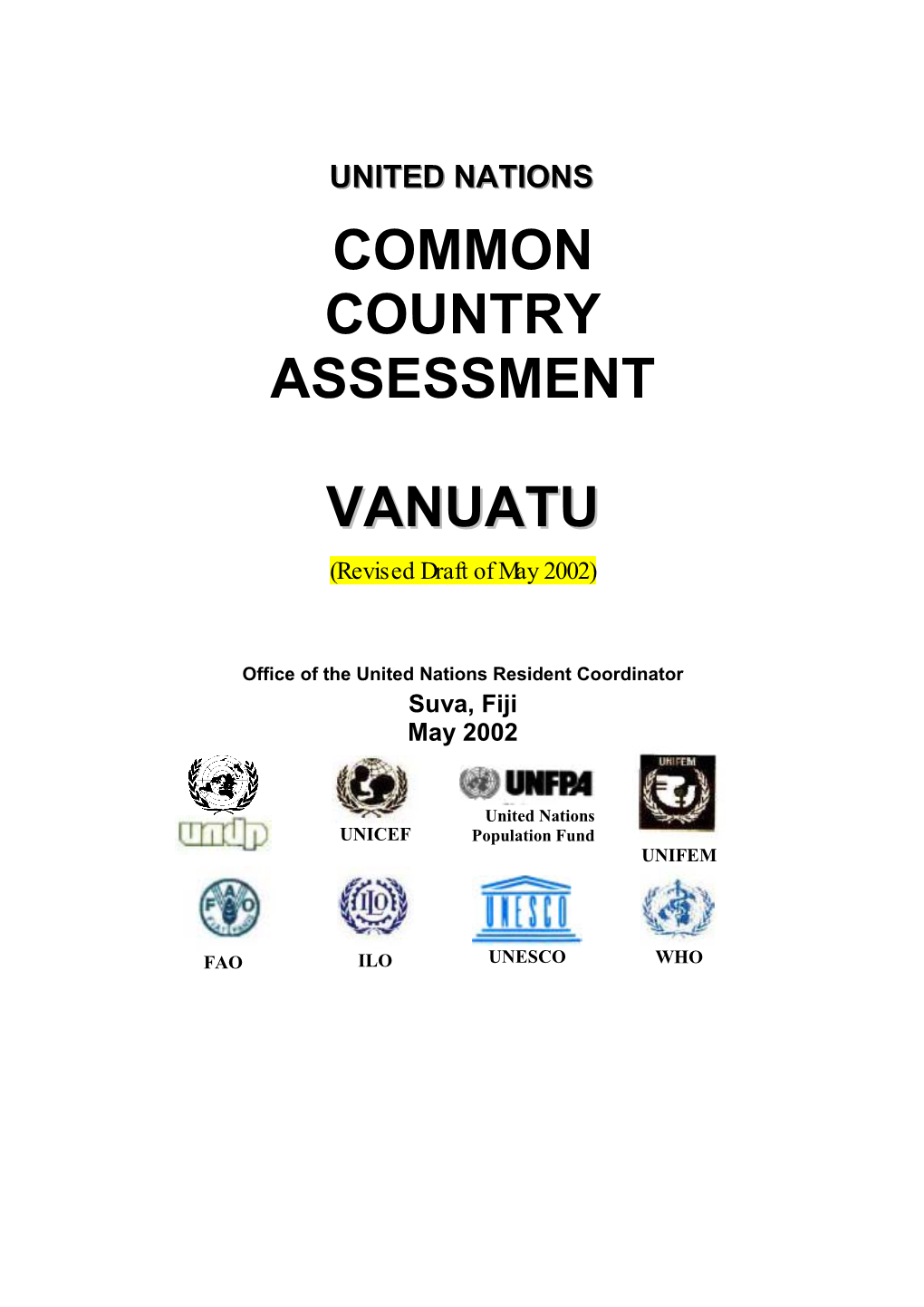 Common Country Assessment Vanuatu