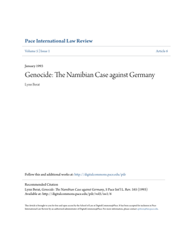 Genocide: the Namibian Case Against Germany, 5 Pace Int'l L