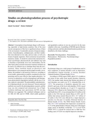 Studies on Photodegradation Process of Psychotropic Drugs: a Review