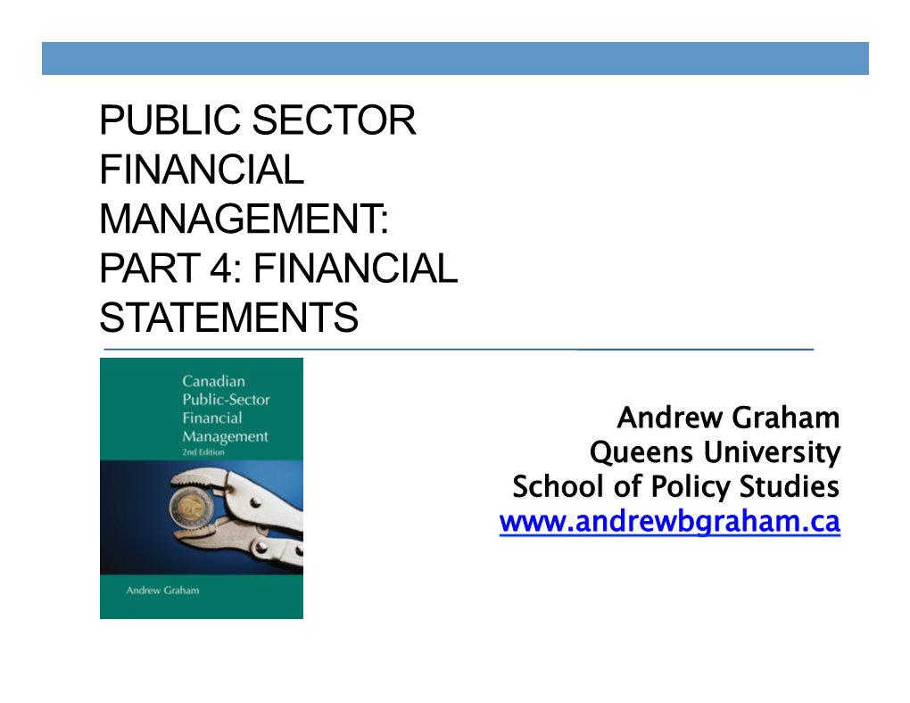 Public Sector Financial Management: Part 4: Financial Statements