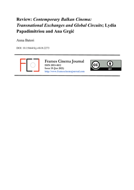 Contemporary Balkan Cinema: Transnational Exchanges and Global Circuits; Lydia Papadimitriou and Ana Grgić