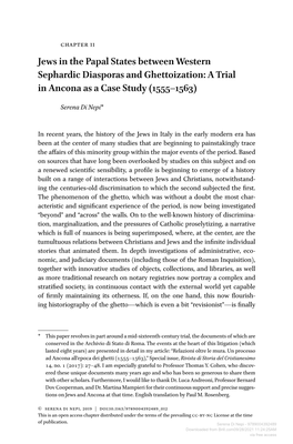 Jews in the Papal States Between Western Sephardic Diasporas and Ghettoization: a Trial in Ancona As a Case Study (1555–1563)