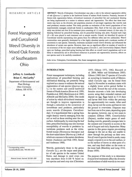 Forest Management and Curculionid Weevil