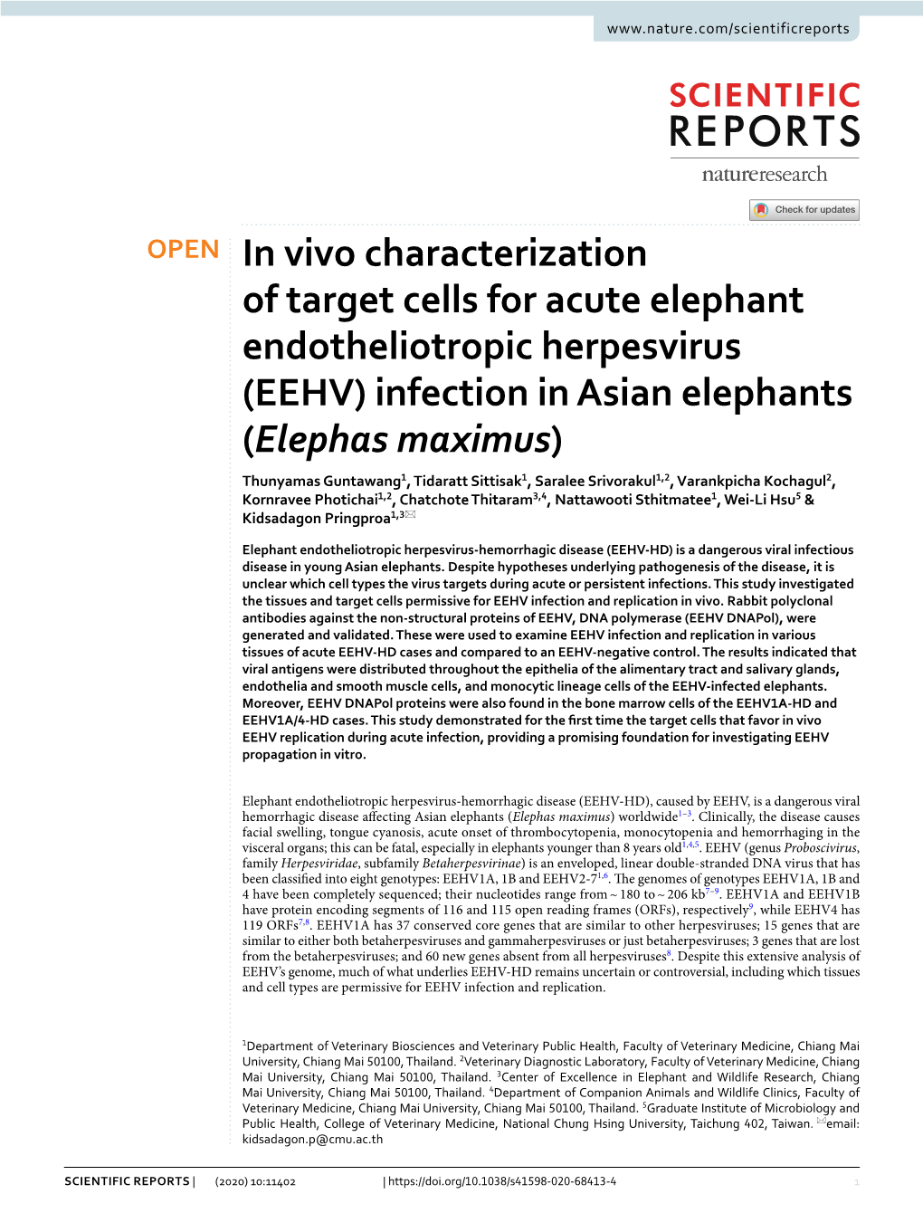 (EEHV) Infection in Asian Elephants