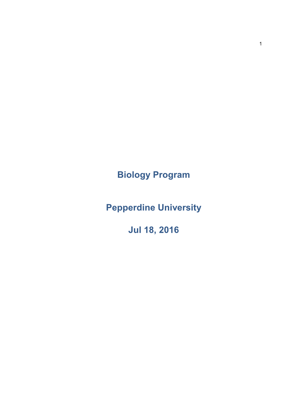 Biology Program Pepperdine University Jul 18, 2016