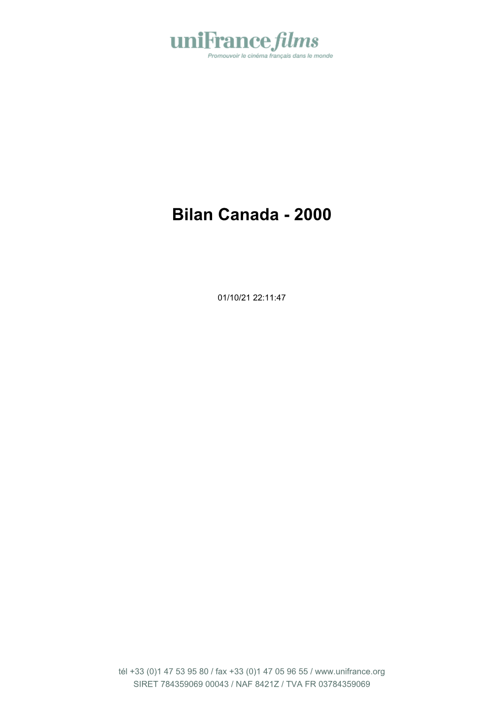 Bilan Canada - 2000