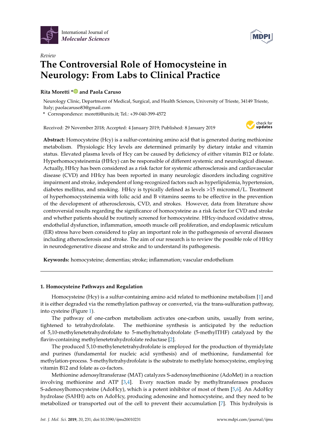 The Controversial Role of Homocysteine in Neurology: from Labs to Clinical Practice