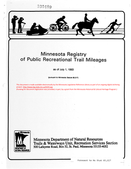 Minnesota Registry of Public Recreational Trail Mileages