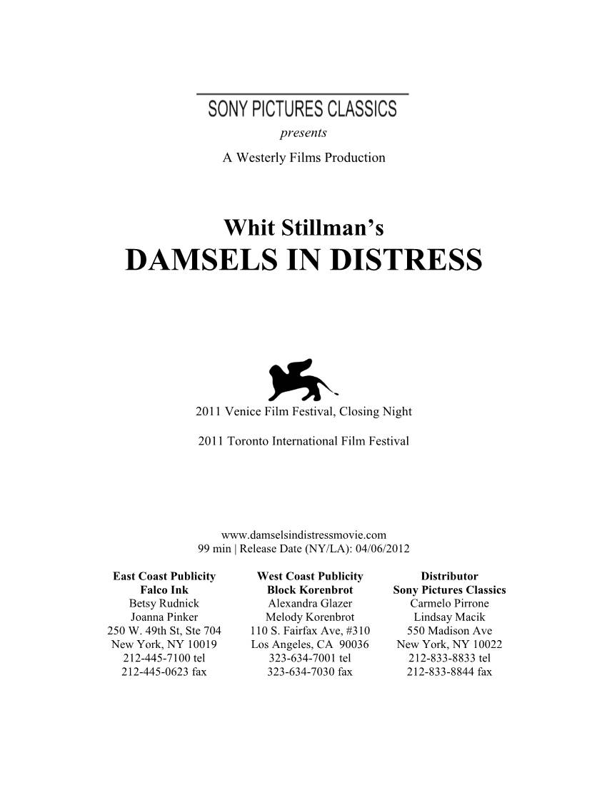 Whit Stillman's DAMSELS in DISTRESS