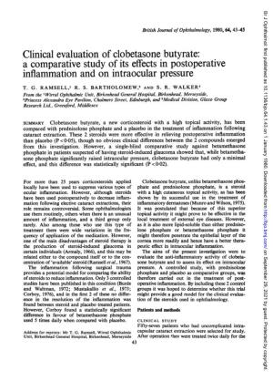 A Comparative Study of Its Effects in Postoperative Inflammation and on Intraocular Pressure