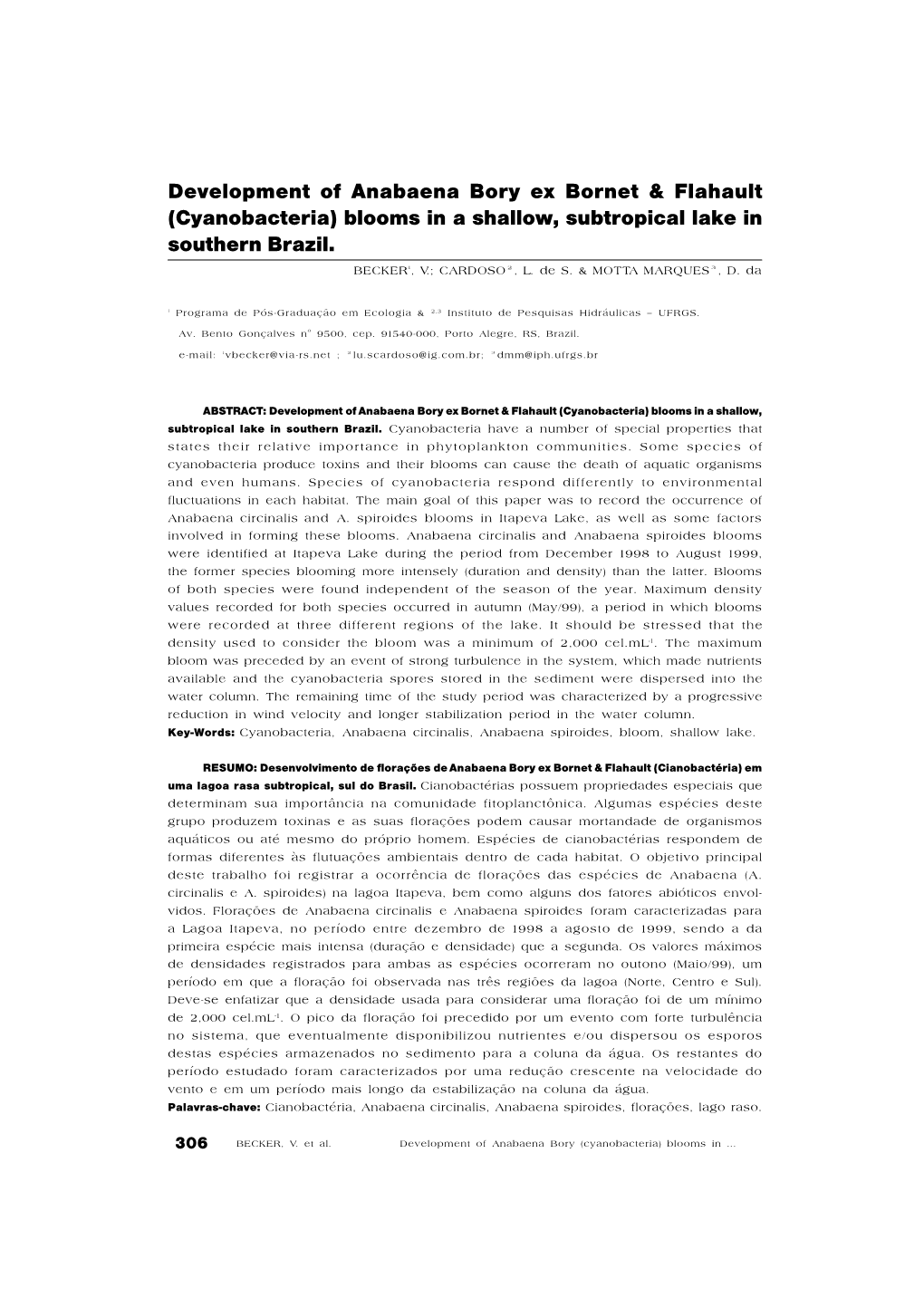 Development of Anabaena Bory Ex Bornet & Flahault (Cyanobacteria