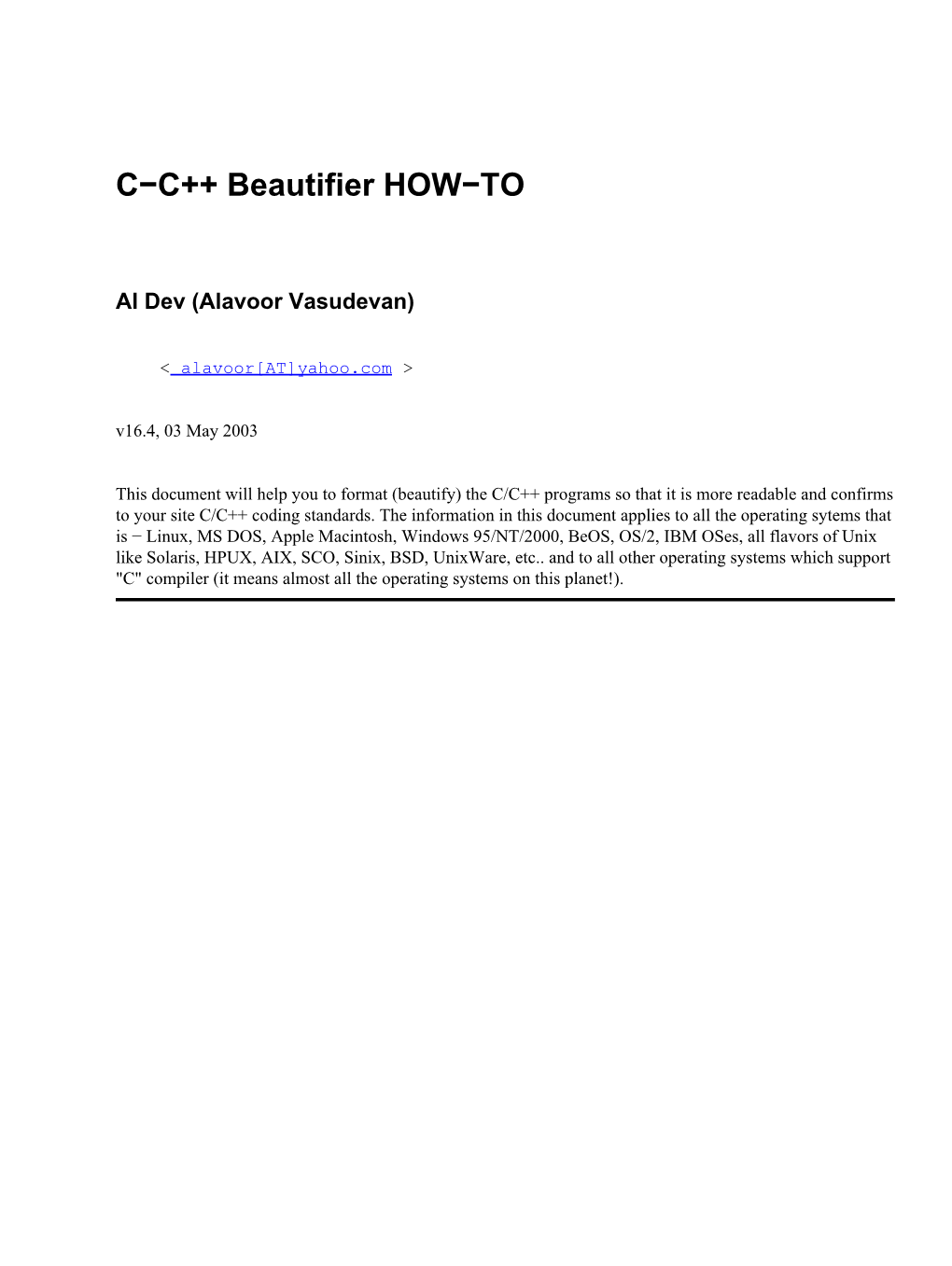 C-C++ Beautifier HOW-TO