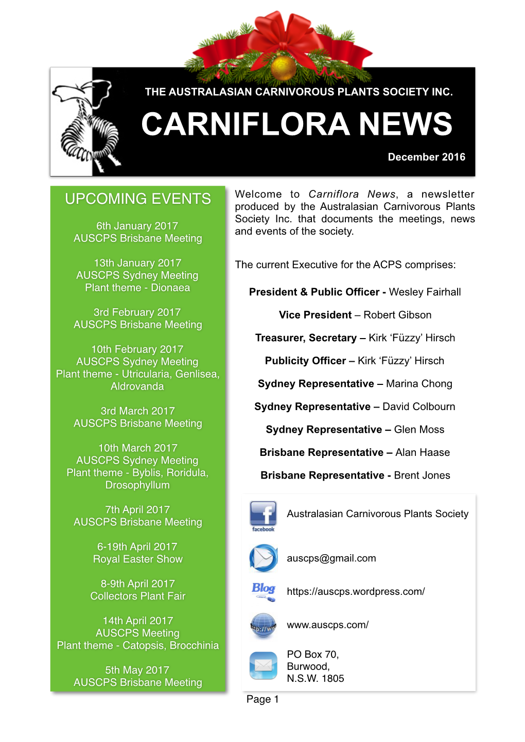 CARNIFLORA NEWS December 2016