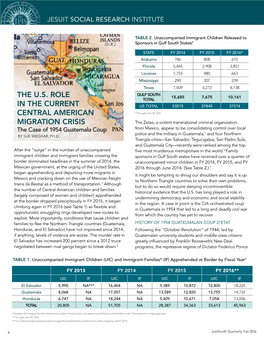 THE U.S. ROLE in the CURRENT CENTRAL AMERICAN MIGRATION CRISIS —Continued from Page 6