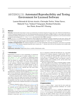 ARTENOLIS: Automated Reproducibility and Testing Environment for Licensed Software