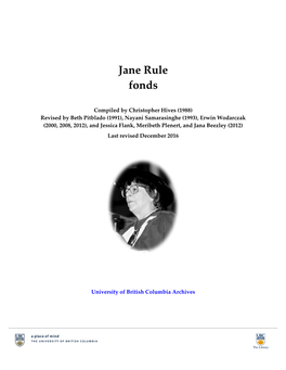 Jane Rule Fonds