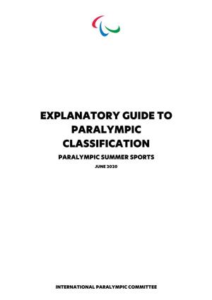 Explanatory Guide to Paralympic Classification Summer Sports