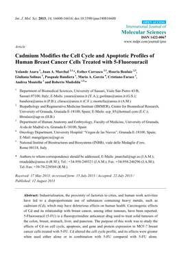 Cadmium Modifies the Cell Cycle and Apoptotic Profiles of Human Breast Cancer Cells Treated with 5-Fluorouracil