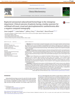 Ruptured Aneurysmal Subarachnoid Hemorrhage in The