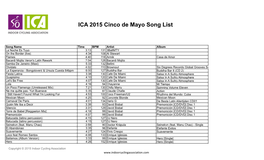2015 ICA Cinco De Mayo Song List