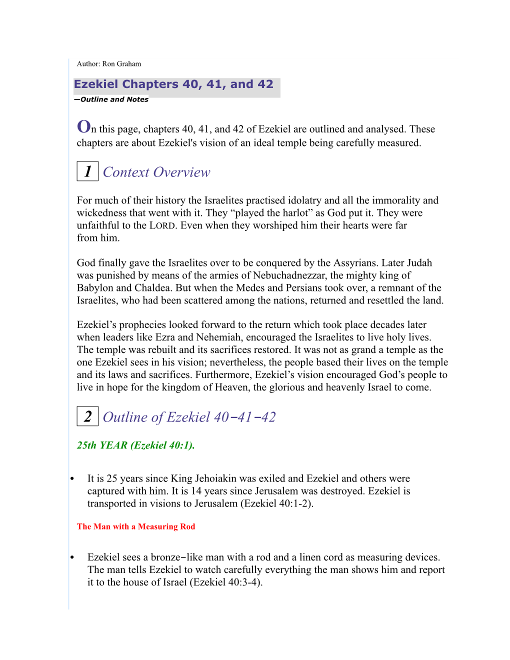 1 Context Overview 2 Outline of Ezekiel 40-41-42