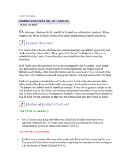 1 Context Overview 2 Outline of Ezekiel 40-41-42