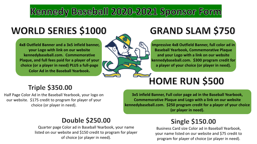 4X8 Outfield Banner and a 3X5 Infield Banner, Your Logo with Link on Our