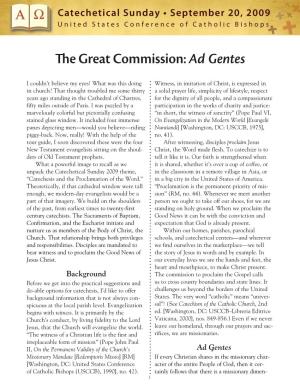 The Great Commission: Ad Gentes