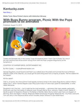 With Bugs Bunny Program, Picnic with the Pops Promises to Be Animated | Music | Kentucky.Com 8/22/13 11:25 AM