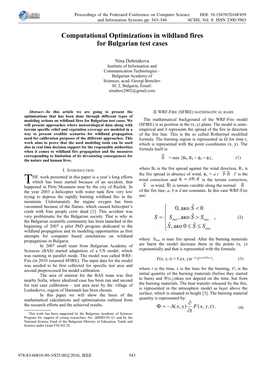 Computational Optimizations in Wildland Fires for Bulgarian Test Cases